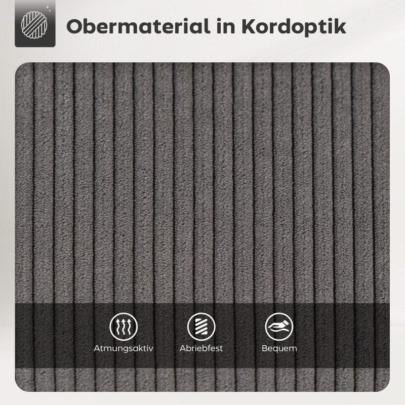 Set med 2 Barstolar – Grå Cordtyg, Snurrfunktion & Ryggstöd