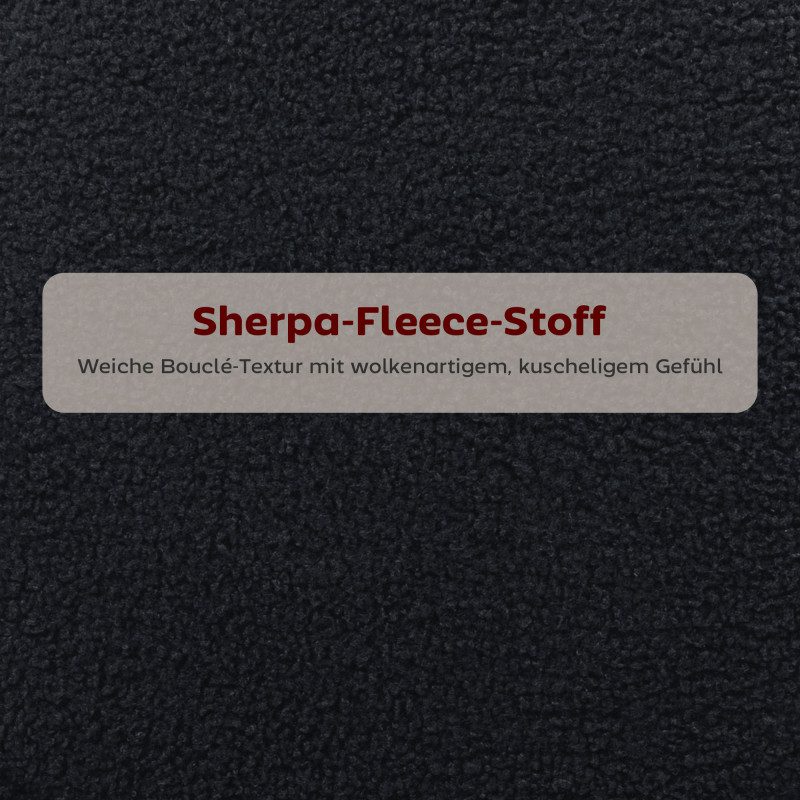 Set med 2 Barstolar – Svart Teddytyg, Rund Sits & Ryggstöd