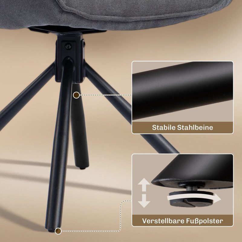 Matstolar 2-pack Mörkgrå Sammet – Vridbara & Bekväma - Bild 4