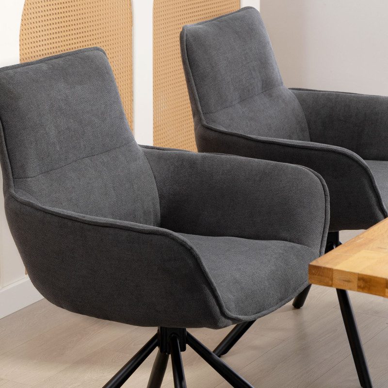 Matstolar 2-pack Mörkgrå Sammet – Vridbara & Bekväma - Bild 2