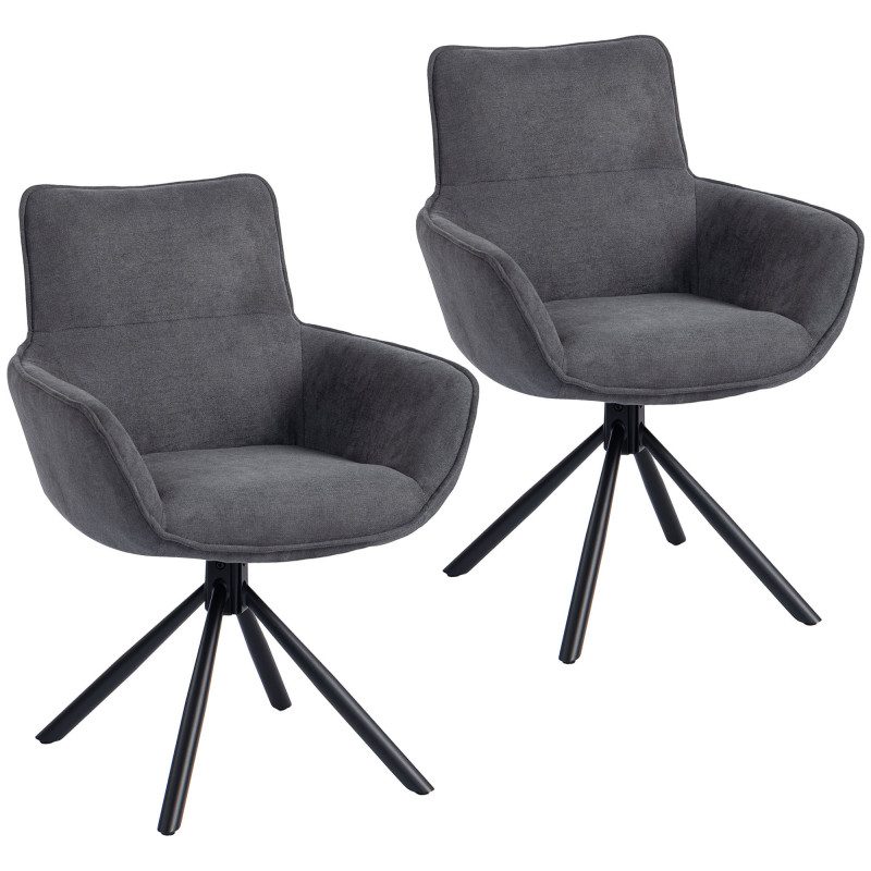 Matstolar 2-pack Mörkgrå Sammet – Vridbara & Bekväma