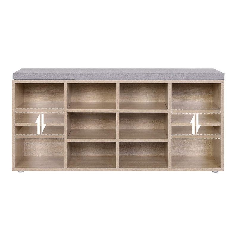 Skobänk i Ek-Grå – 104 x 30 x 48 cm med Skoförvaring