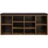 Skobänk med 10 fack och bekväm dyna – 104×30×48 cm, vintage brun