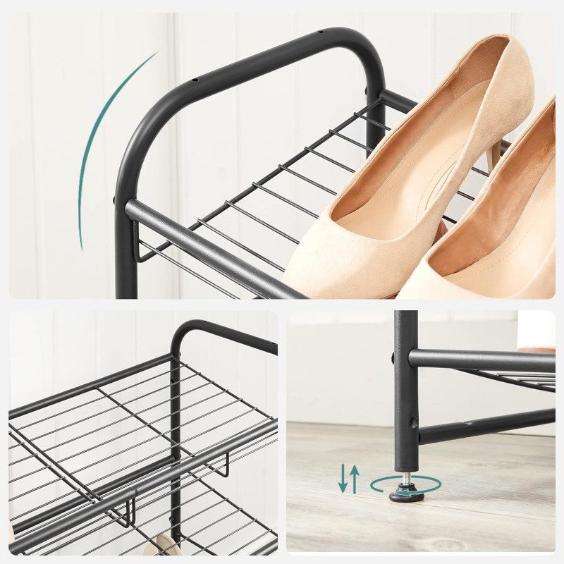 Skoställ i Metall med 2 Hyllor – 68,5 × 27,5 × 37 cm