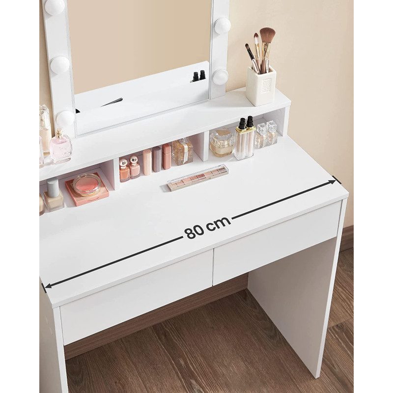 Sminkbord Med Dimbara Lampor Vit