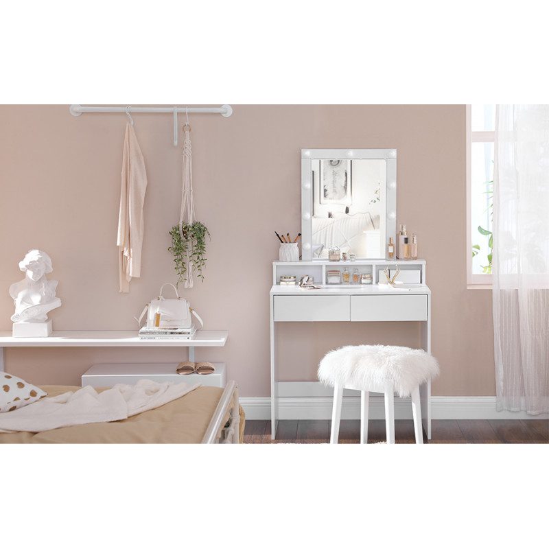Sminkbord Med Dimbara Lampor Vit