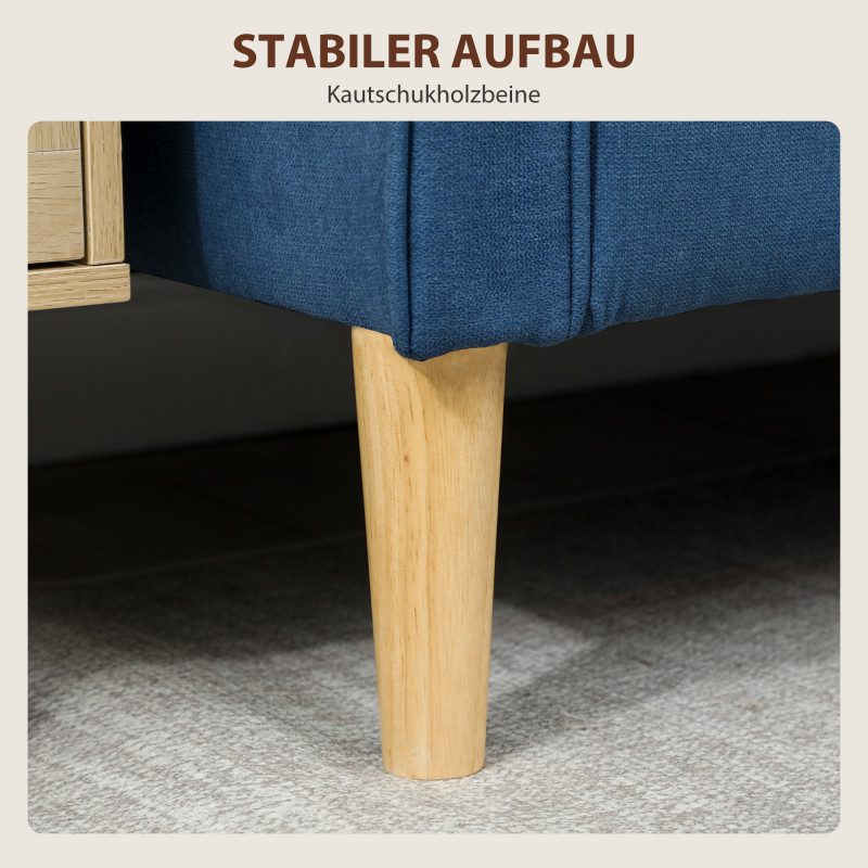 Soffa 2-sits Blå med Dold Förvaring och Knappar