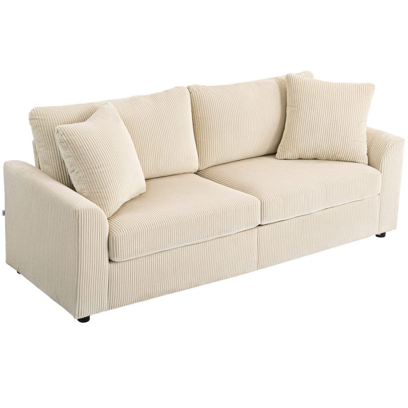 3-sitssoffa i Manchestertyg – Beige 212 x 80 x 88 cm