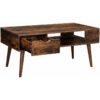 Soffbord i vintage brun med låda och praktisk öppen förvaring 100 × 50 × 45 cm