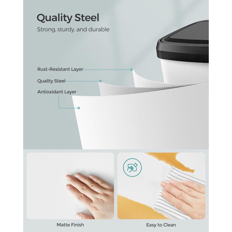 Soptunna 68 Liter med Pedal – Rostfritt Stål, Vit