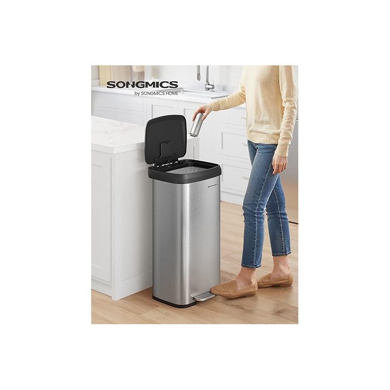 Soptunna med pedal 68 L – uttagbar innerhink, rostfritt stål