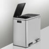 Soptunna med två fack och pedal, rostfritt stål, 48 L (2×24 L)