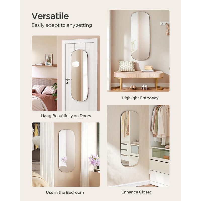 Spegel 120 x 47 cm – Montering på Dörr eller Vägg