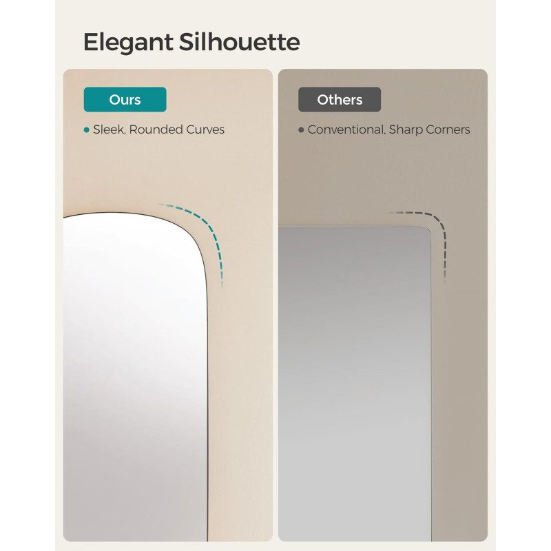 Spegel 120 x 47 cm – Montering på Dörr eller Vägg