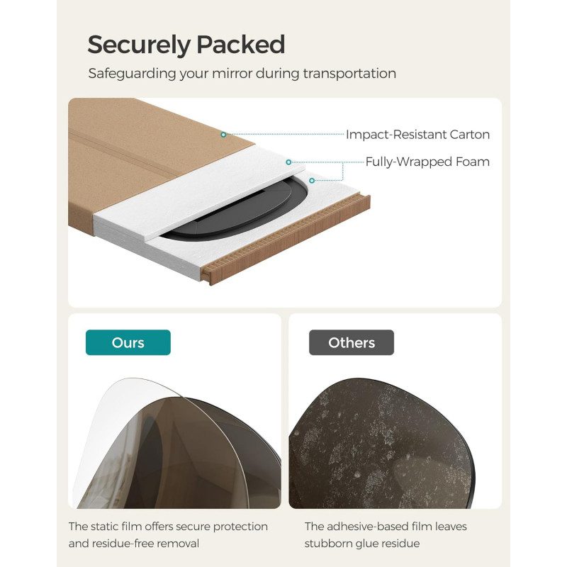 Spegel 120 x 47 cm – Montering på Dörr eller Vägg