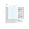 Spegelskåp med belysning för badrum – väggmontering, vit, 70 × 70 cm