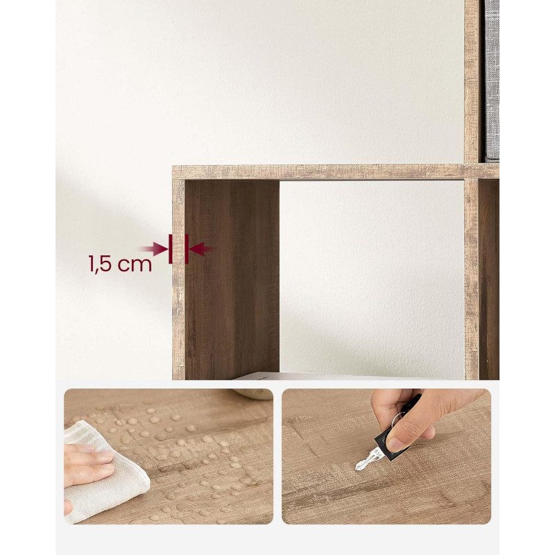 Steghylla med 10 förvaringsfack som rumsavdelare – karamellbrun, 129,5 × 29 × 129,5 cm