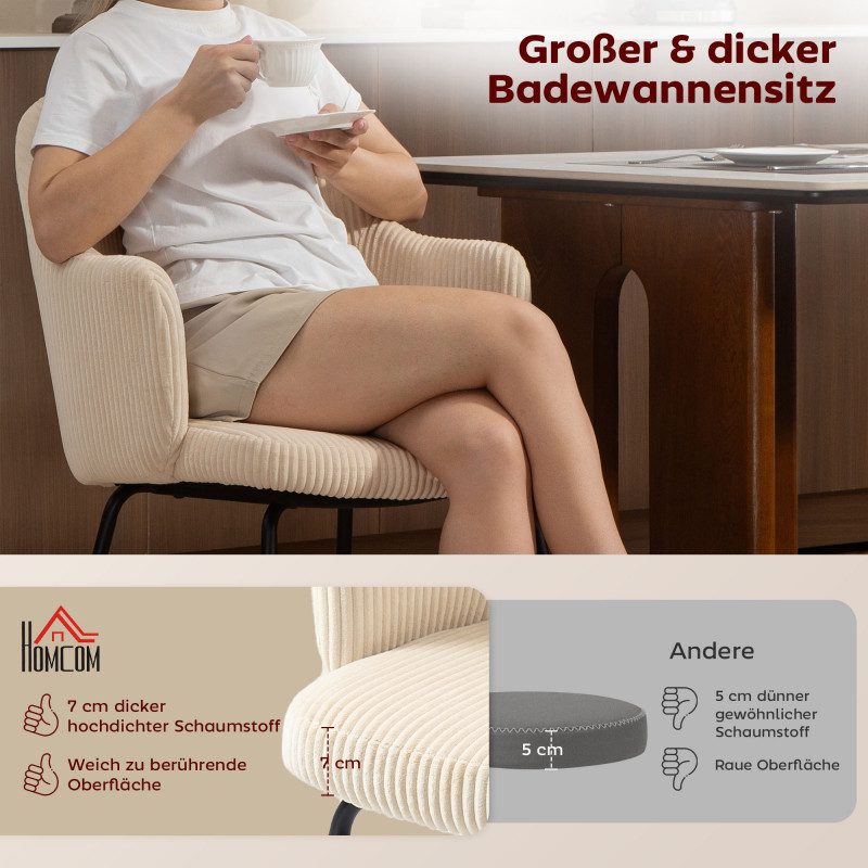 Stol för Matsal – Beige Cord, Modern Wannenform