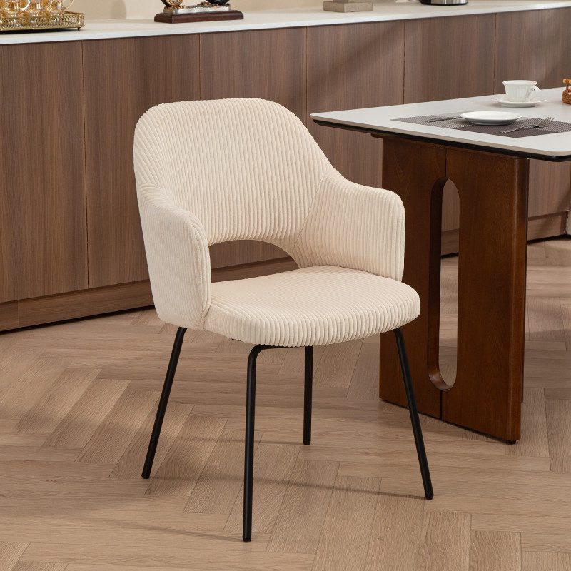 Stol för Matsal – Beige Cord, Modern Wannenform