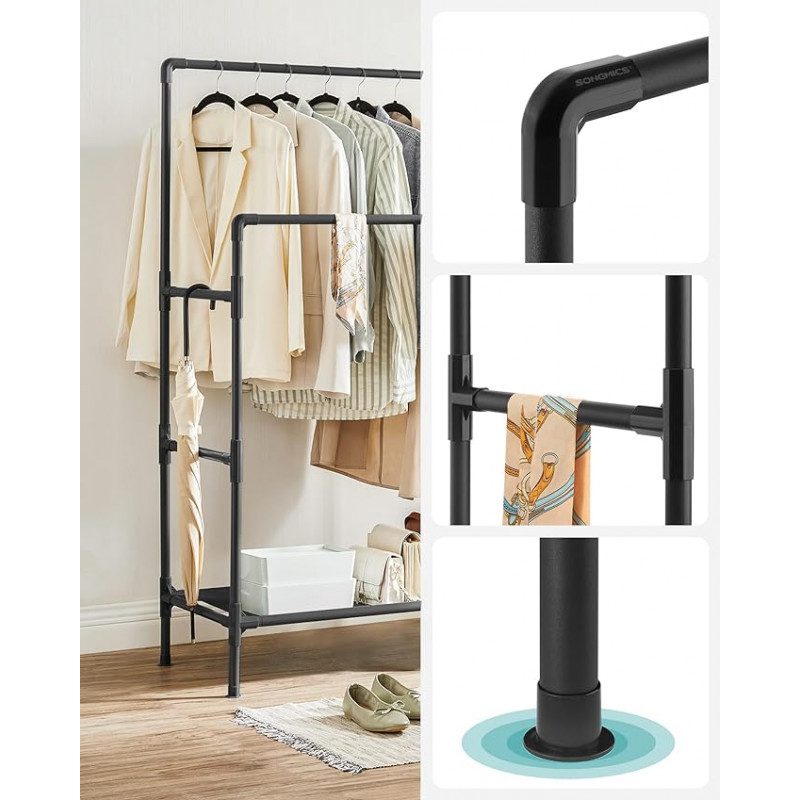 Svart Klädställ med Hyllplan i Metall