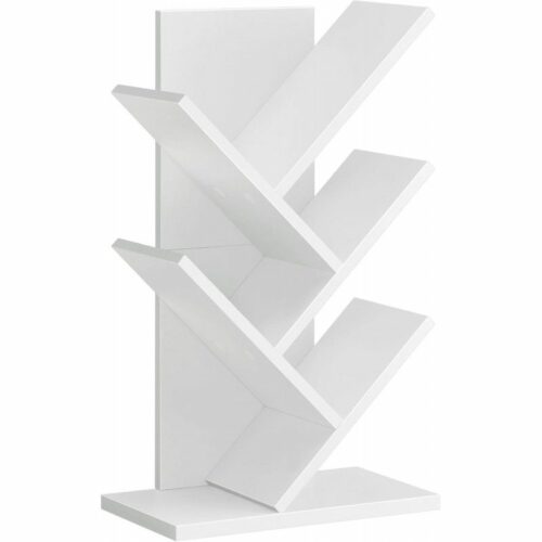 Trädformad Bokhylla Mini – 5 Hyllplan, Vit, 17,2 × 30 × 51 cm