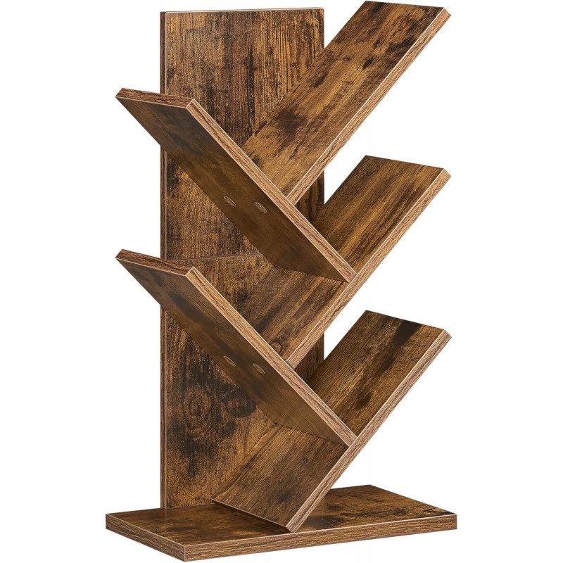 Trädformad Mini Bokhylla – 5 Hyllplan, Vintage Brun, 17,2 × 30 × 51 cm