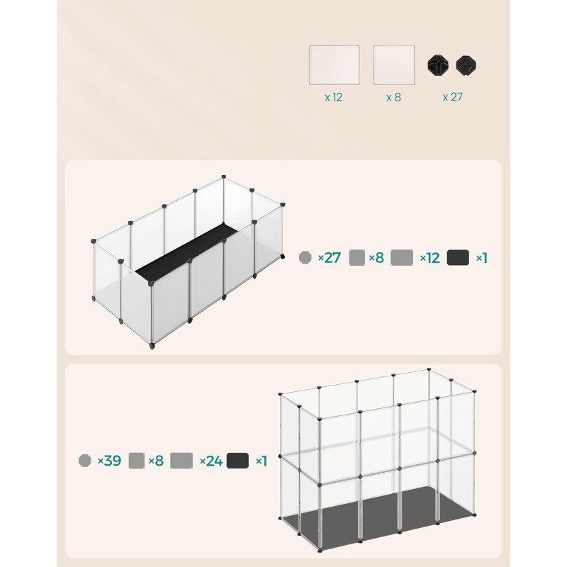 Transparent Lekhage för Smådjur – Vattentät Botten, 125 × 63 × 42 cm