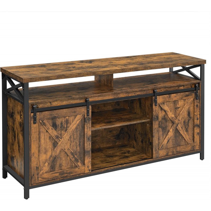 TV-bänk i industriell rustik design – vintage brun/svart, 147×40×76 cm