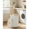 Tvättkorg Rund 95 Liter med Lock – Krämvit
