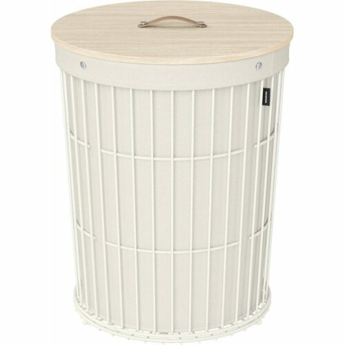 Tvättkorg Rund 95 Liter med Lock – Krämvit