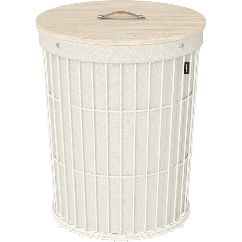 Tvättkorg Rund 95 Liter med Lock – Krämvit