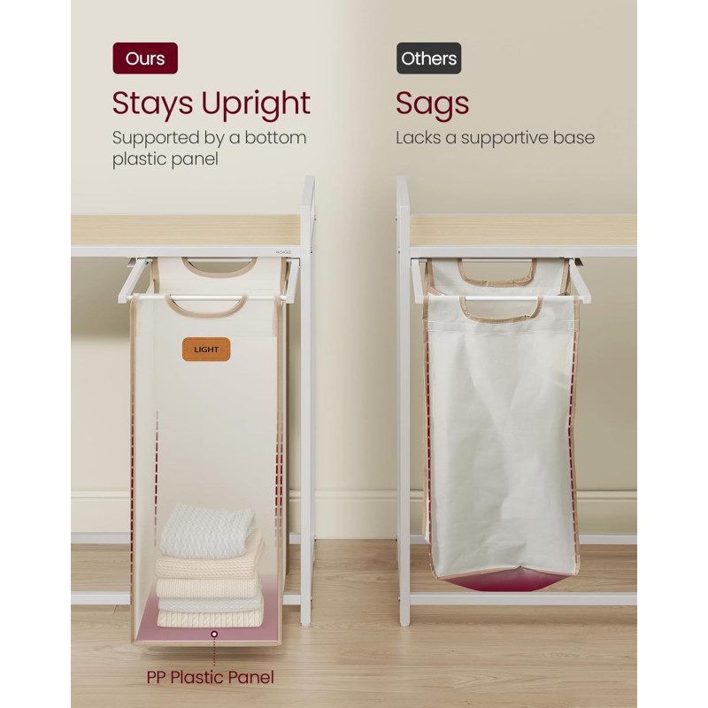 Tvättvagn med 4 Korgar – Rullbar Tvättsortering 150 L, Krämvit