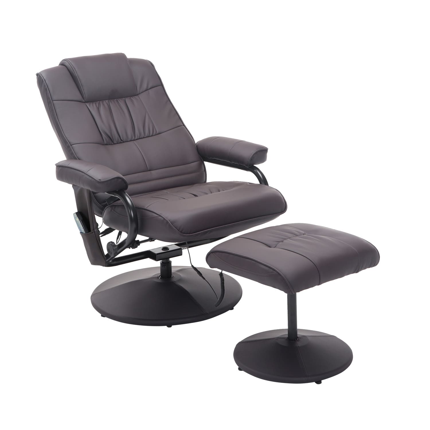 Massagefåtölj, relaxfåtölj med fotpall, 10 vibrationspunkter fjärrkontroll Brun