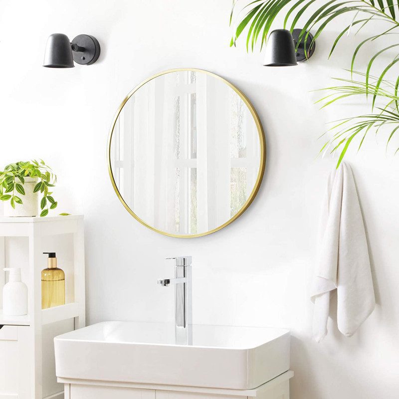 Väggspegel Rund 61 cm – Guldfärgad Metall