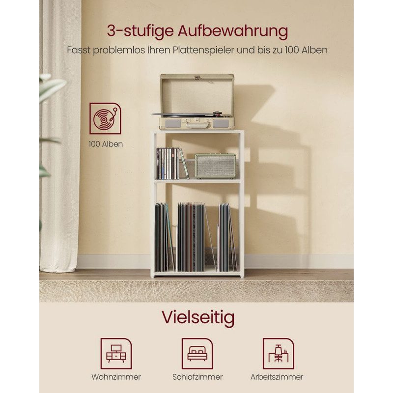 Vintage Vitt Sängbord med 3 Hyllplan – 43 × 30 × 69 cm