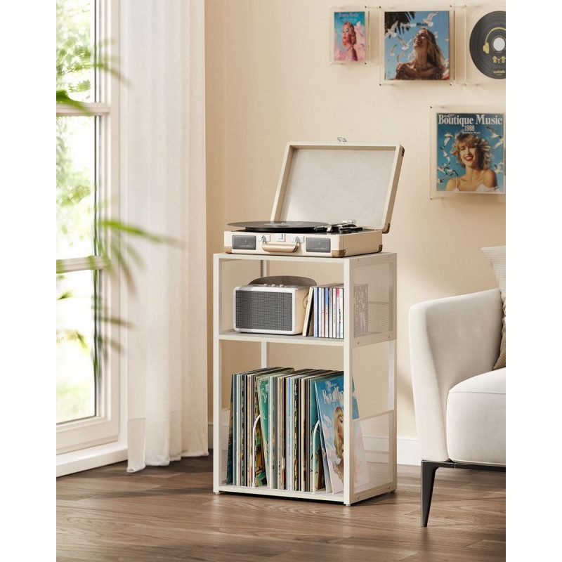 Vintage Vitt Sängbord med 3 Hyllplan – 43 × 30 × 69 cm