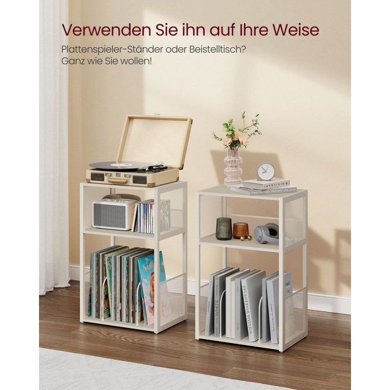 Vintage Vitt Sängbord med 3 Hyllplan – 43 × 30 × 69 cm