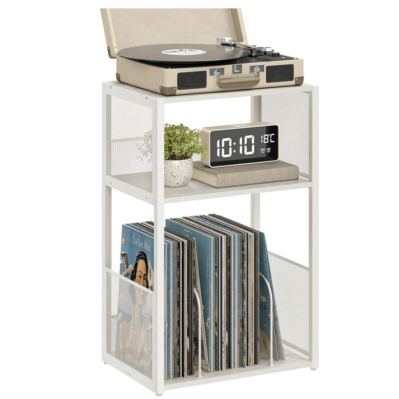 Vintage Vitt Sängbord med 3 Hyllplan – 43 × 30 × 69 cm