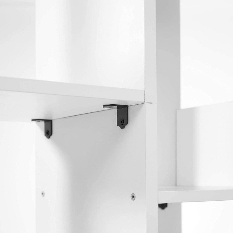 Vit bokhylla med 13 fack i träd-design 86 × 25 × 140 cm