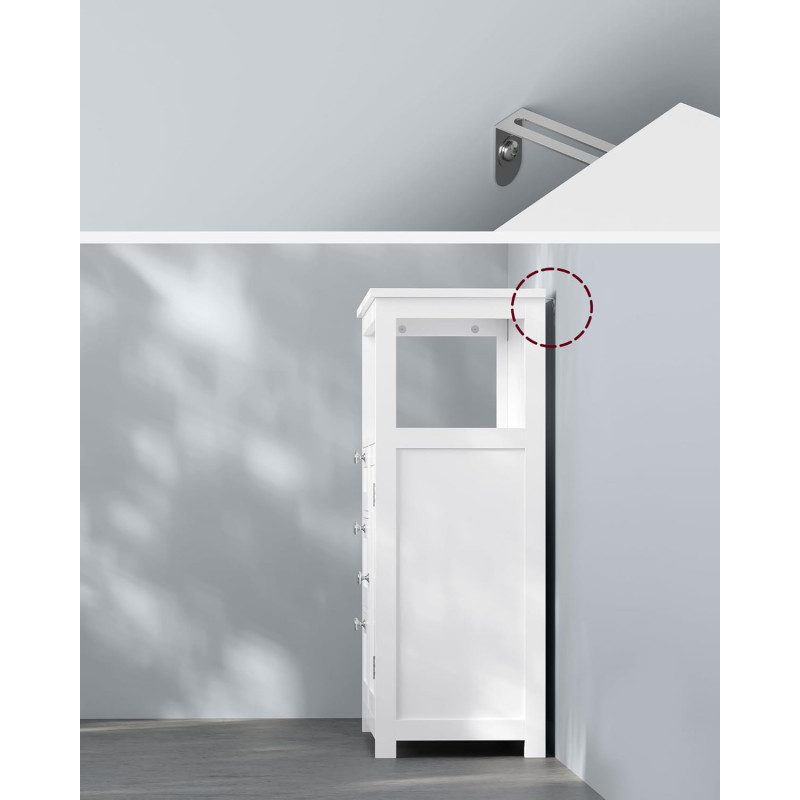 Vitt badrumsskåp med 3 lådor och öppen hylla – 60 × 30 × 80 cm