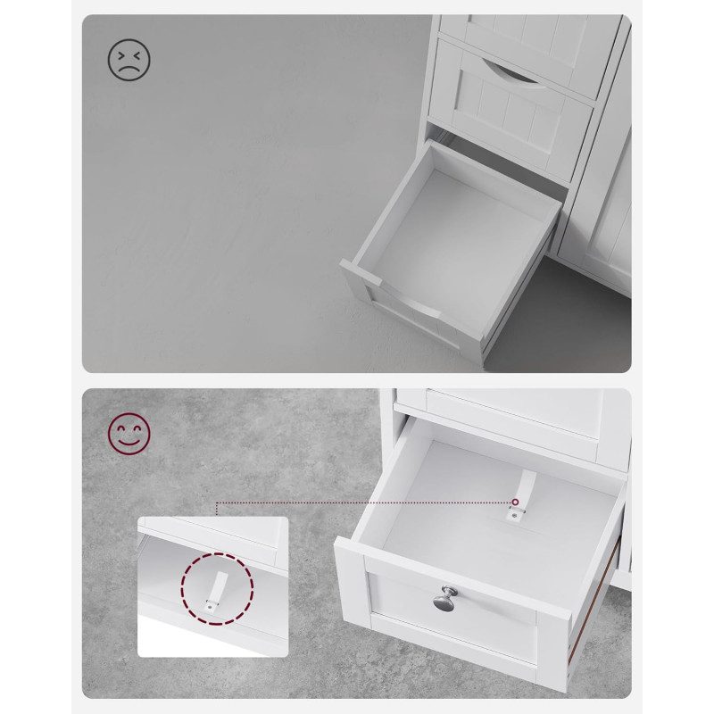 Vitt badrumsskåp med 3 lådor och öppen hylla – 60 × 30 × 80 cm