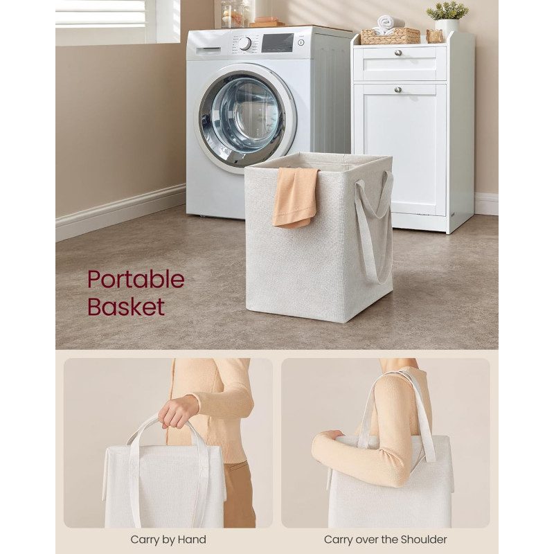 Vitt badrumsskåp med inbyggd tvättkorg + låda – 40 × 40 × 80,2 cm