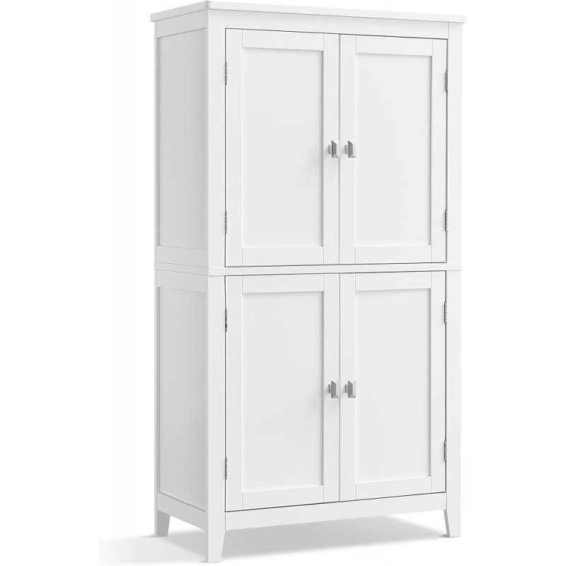 Vitt förvaringsskåp med 2 rymliga skåp, 60 × 30 × 110 cm