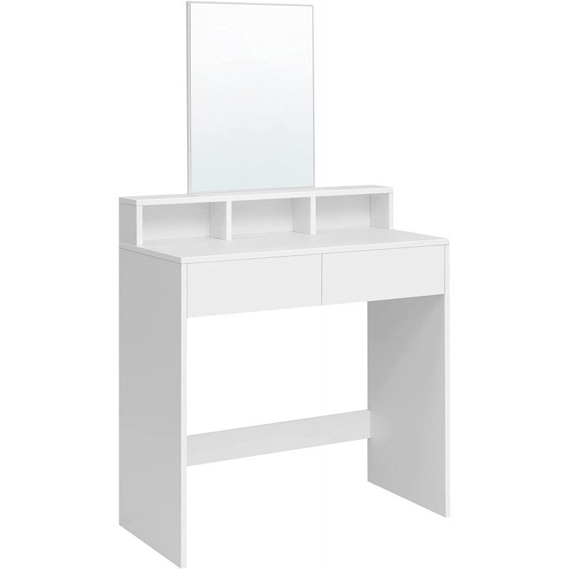 Vitt sminkbord med spegel – 80 × 40 × 140 cm