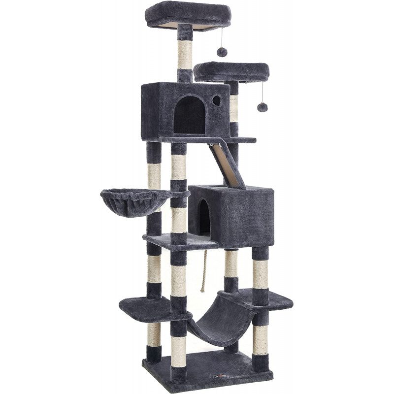 XL Klösträd med klöspelare sisal - 206 cm- Mörkgrå